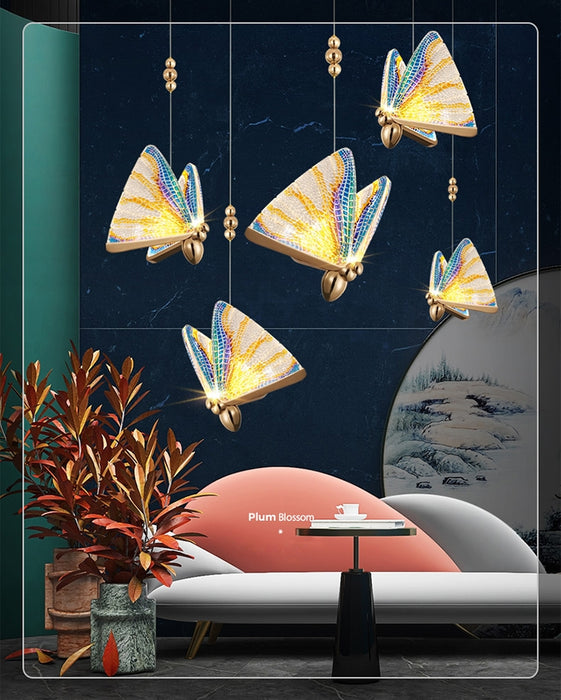 MIRODEMI® Cervo | Crystal Pendant Light with Hanging Butterflies