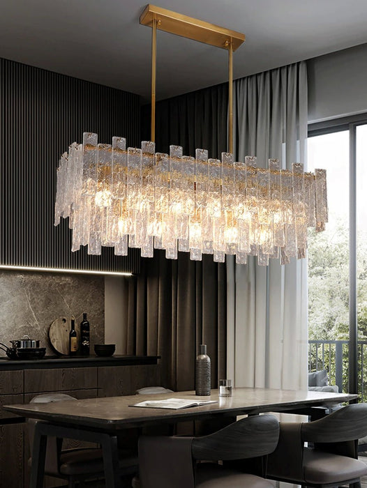 MIRODEMI® Rectangle/round frosted glass hanging chandelier for living room, bedroom, dining room