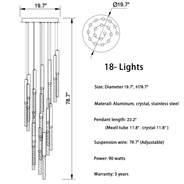 Manarola | Long LED Spiral Chandelier