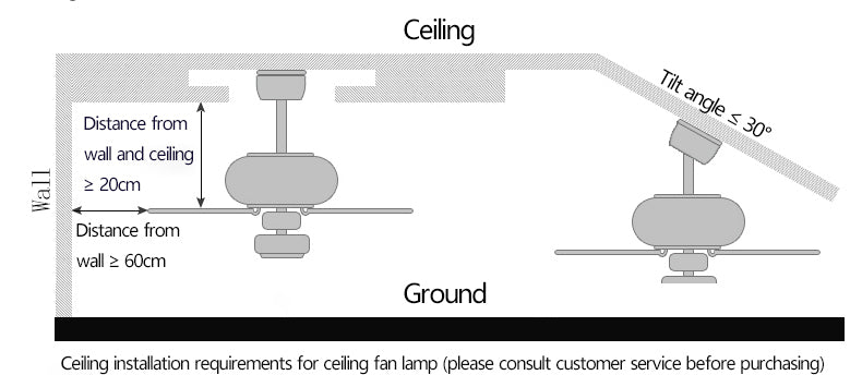 MIRODEMI® 60" Ceiling Fan with Lamp and Remote Control Made of Solid Wood