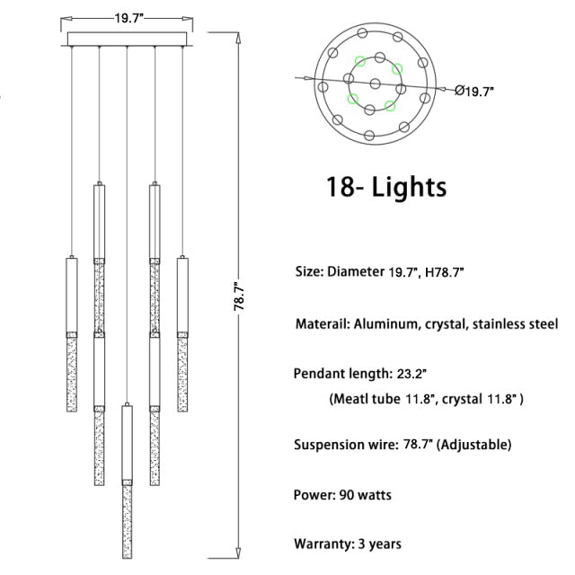 Manarola | Long LED Spiral Chandelier