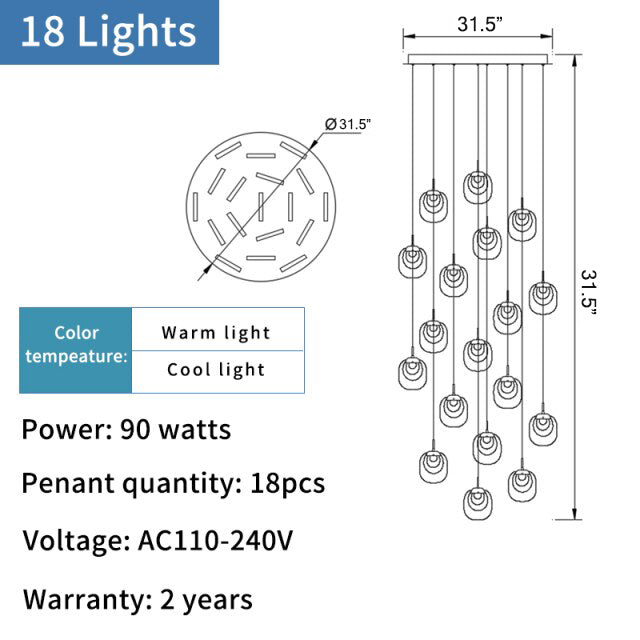 MIRODEMI Vernazza | Creative LED Staircase Crystal Chandelier for Living Room