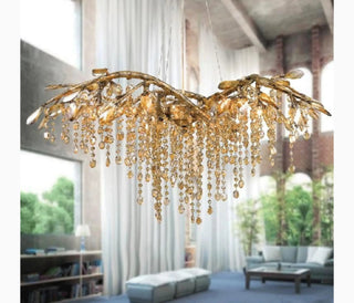 Alfiano Natta | Luxury Gold/Chrome Vintage Crystal Hanging Lamp For Living Room