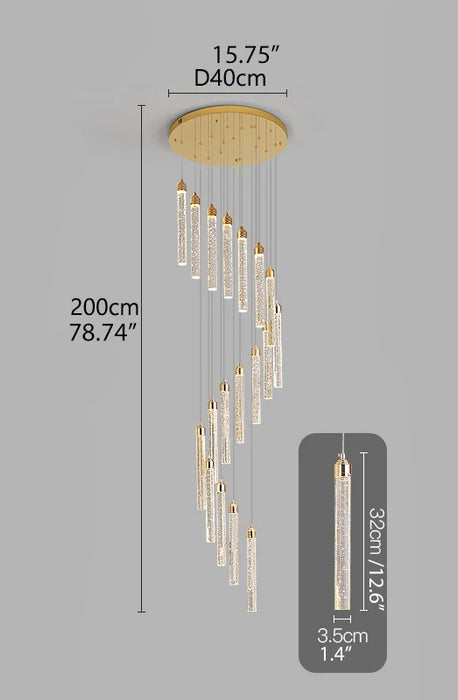 MIRODEMI® Villa Staircase Gold Crystal Pendant Light 18 lights / Warm light
