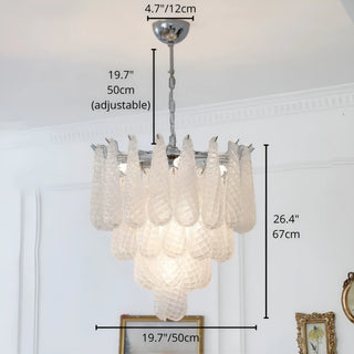 19.7in tiered textured glass chandelier dimensions with adjustable suspension chain
