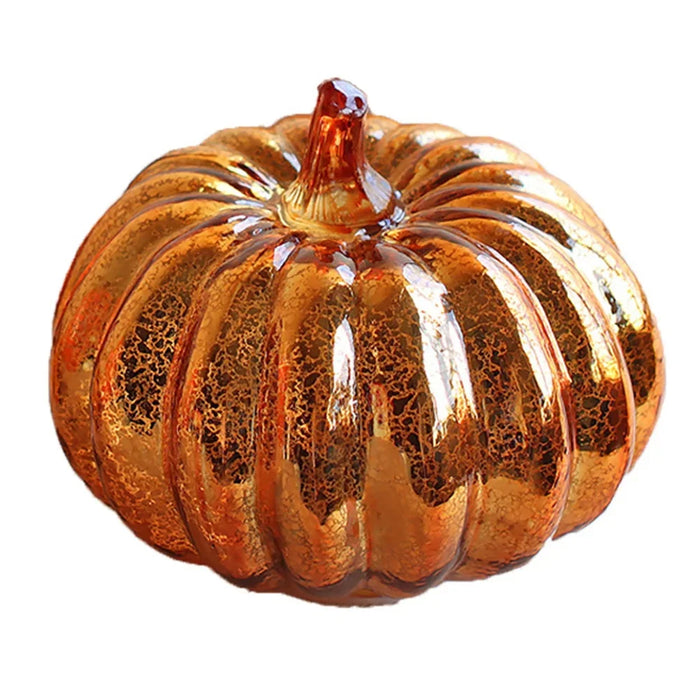 Autumn Festive Glass Pumpkin Lantern for Halloween/Thanksgiving Holiday Decor