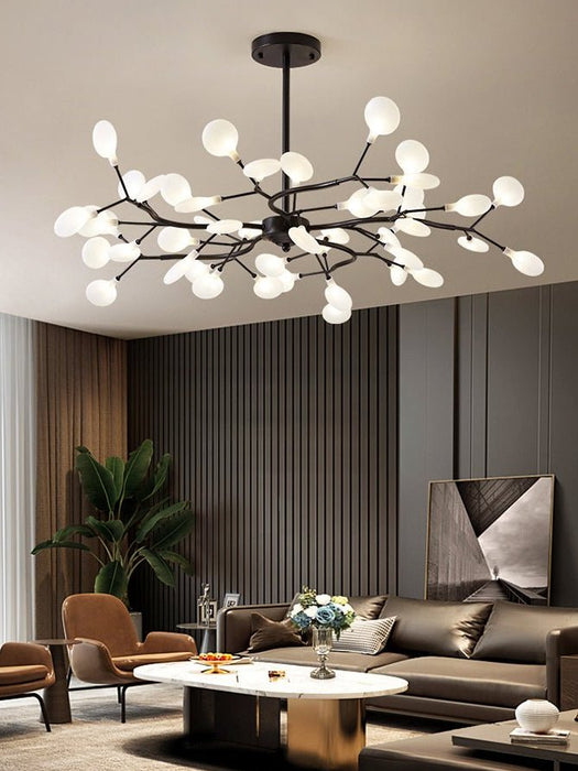MIRODEMI® Gold/Black Nordic design flower LED chandelier for bedroom, living room