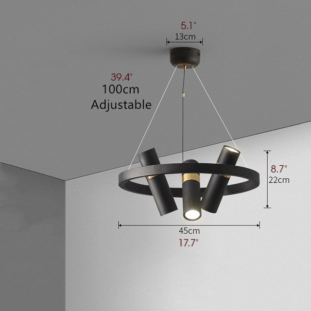 MIRODEMI® Round Black Metal LED Pendant Light for Dining Room, Living Room