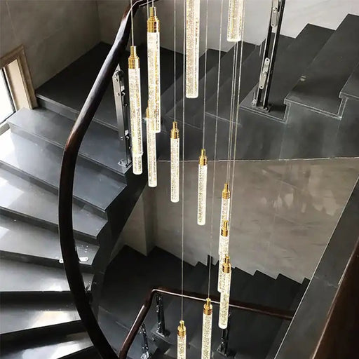 MIRODEMI® Villa Staircase Gold Crystal Pendant Light 3 lights / Cool light