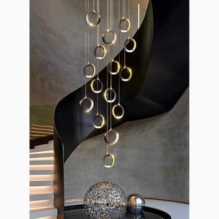 MIRODEMI® Agra | Stunning Gold and Black LED Pendant Chandelier with Ring Design