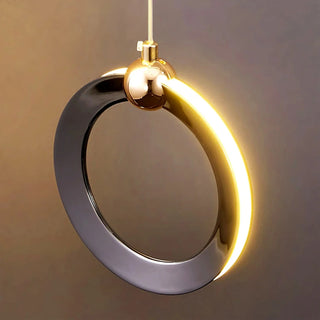 MIRODEMI® Agra | Sleek and Stylish Gold-Black LED Pendant Ring Chandelier