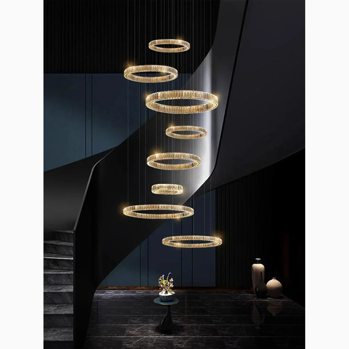 Agrate Conturbia | Stunning Cascading Crystal Rings Pendant Chandelier