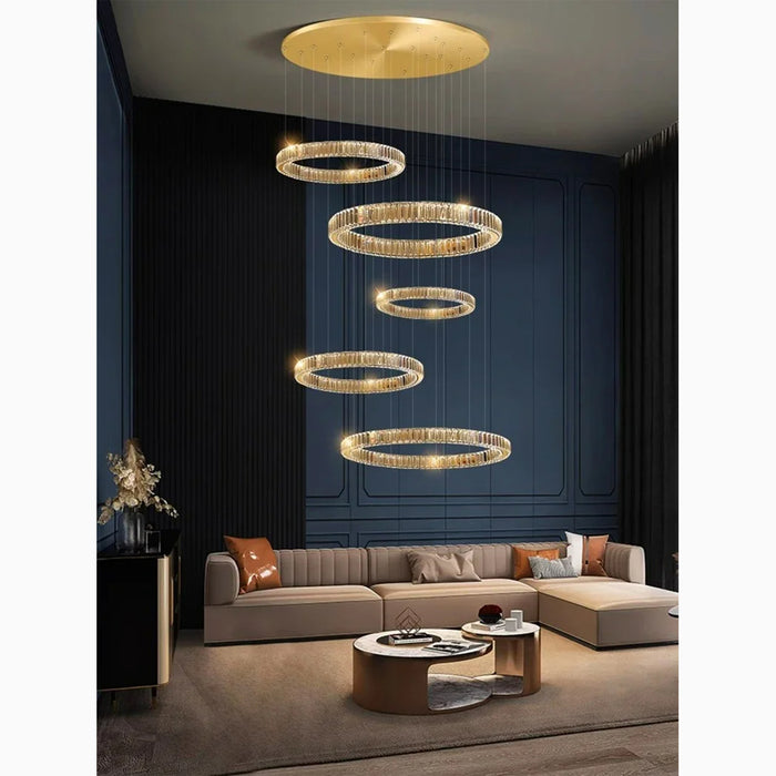 MIRODEMI® Agrate Conturbia | Stunning Cascading Crystal Rings Pendant Chandelier