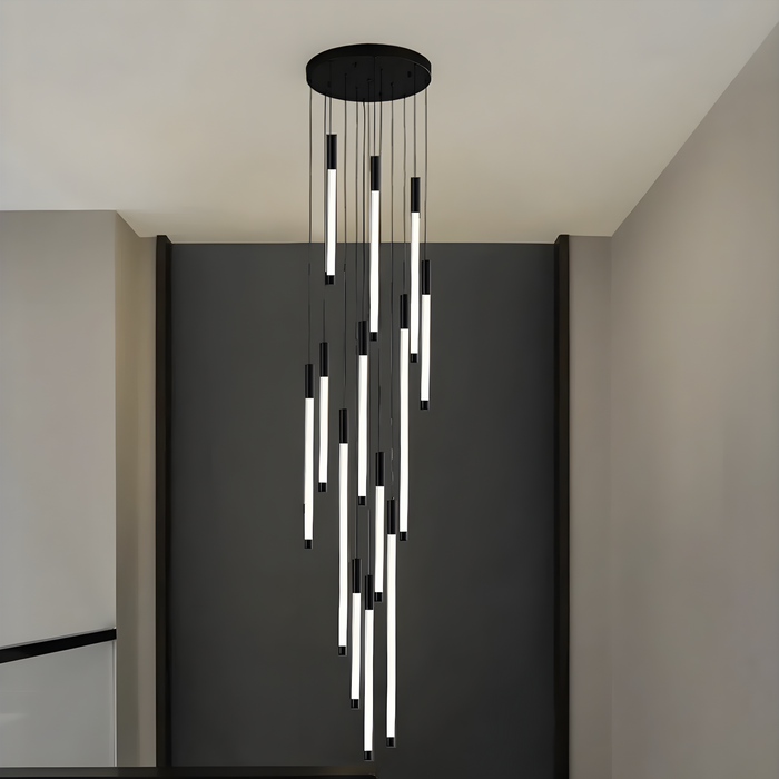 Gold and Black LED Chandelier for Staircase