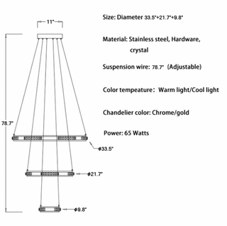 Verbania | Luxury Cascade Crystal Rings LED Chandelier