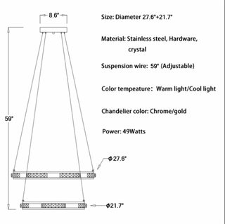 Verbania | Luxury Cascade Crystal Rings LED Chandelier