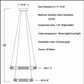 Verbania | Luxury Cascade Crystal Rings LED Chandelier