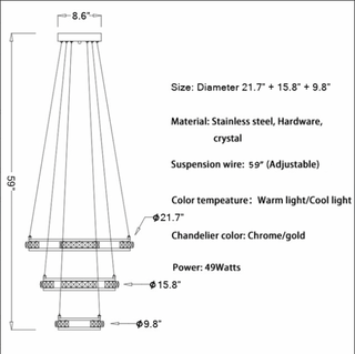 Verbania | Luxury Cascade Crystal Rings LED Chandelier