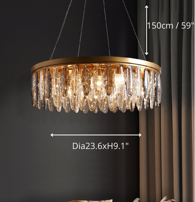 Allumiere | Modern Posh Drum Gold Crystal Chandelier