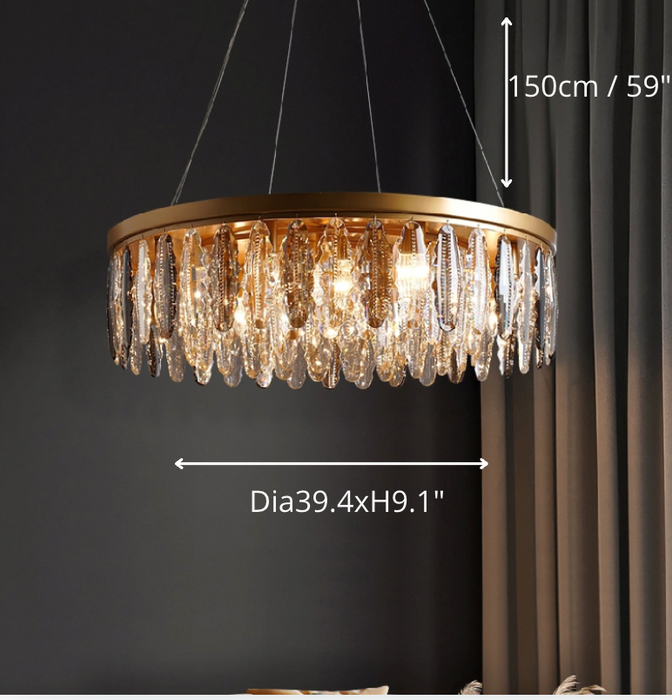 Allumiere | Modern Posh Drum Gold Crystal Chandelier