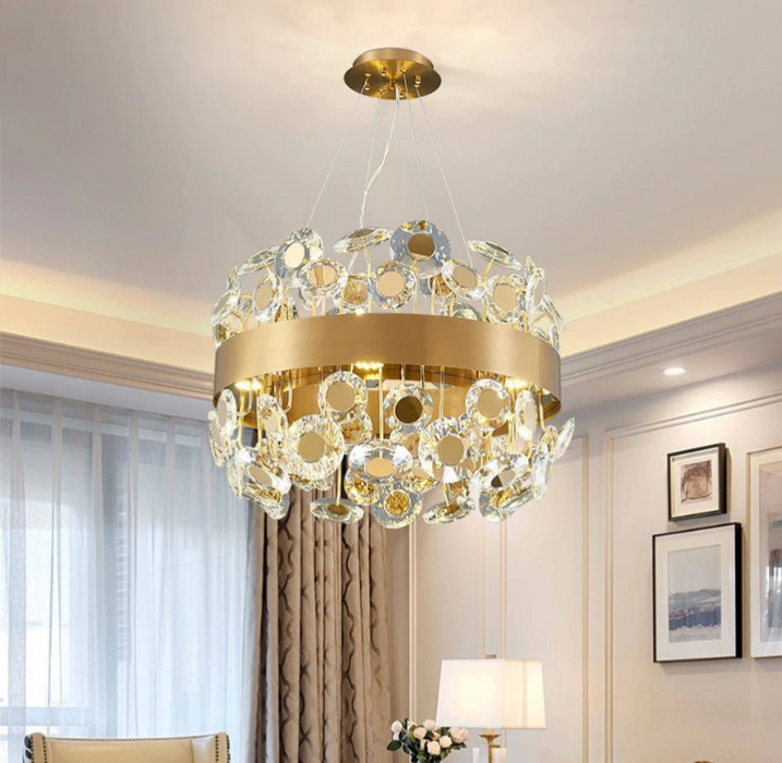 Art Deco Round Crystal Chandelier For The Living Room