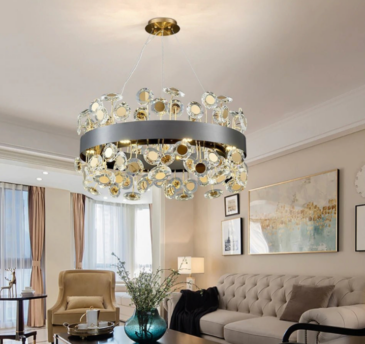 Art Deco Round Crystal Chandelier For The Living Room