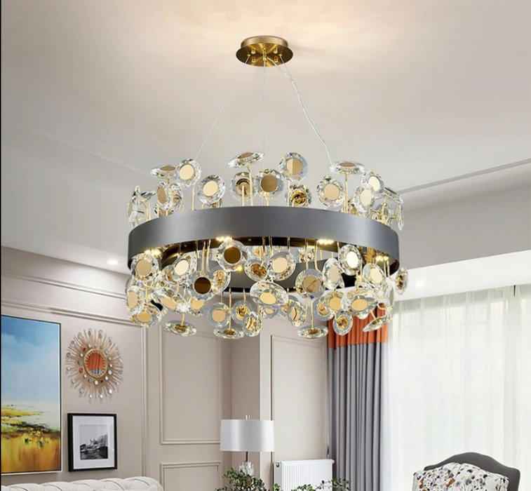 Art Deco Round Crystal Chandelier For The Living Room