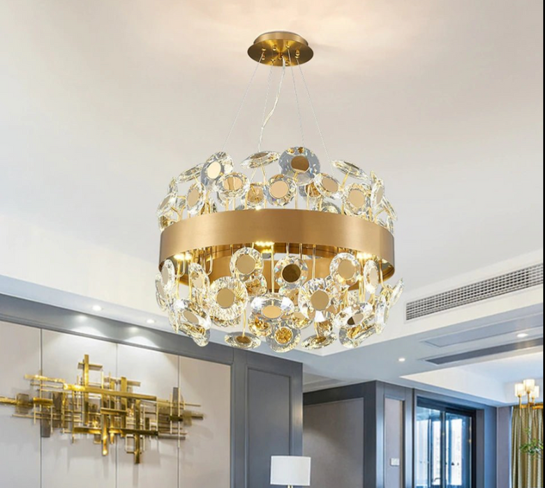 Art Deco Round Crystal Chandelier For The Living Room