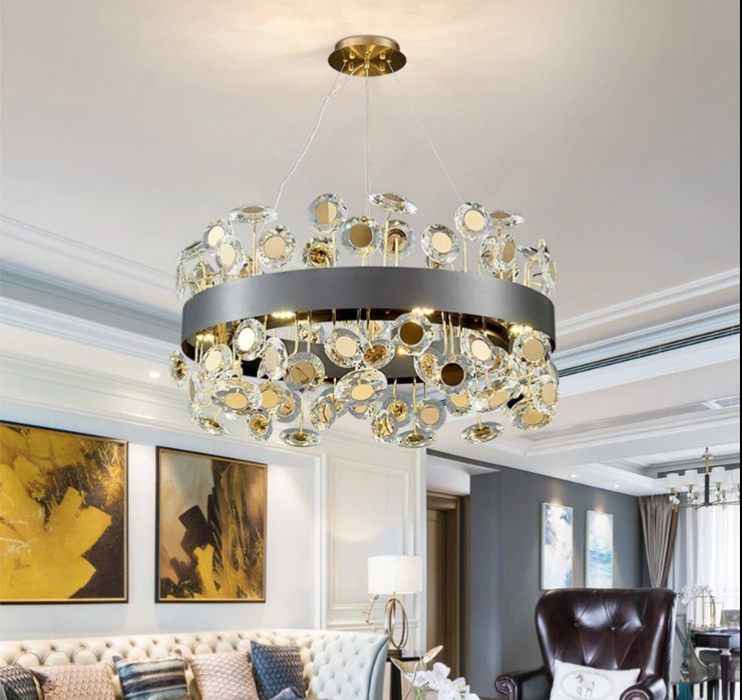 Art Deco Round Crystal Chandelier For The Living Room