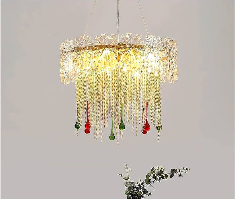 Delémont | Creative Drum Crystal LED Pendant Chandelier for Living Room, Dining Room, Kitchen