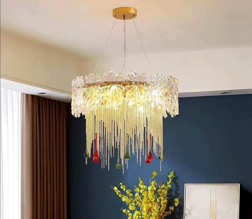 Delémont | Creative Drum Crystal LED Pendant Chandelier for Living Room, Dining Room, Kitchen