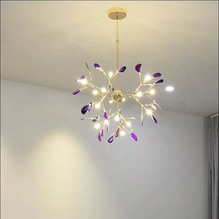 MIRODEMI® Vibrant Agate Art Multicoloured LED Chandelier for Living Spaces