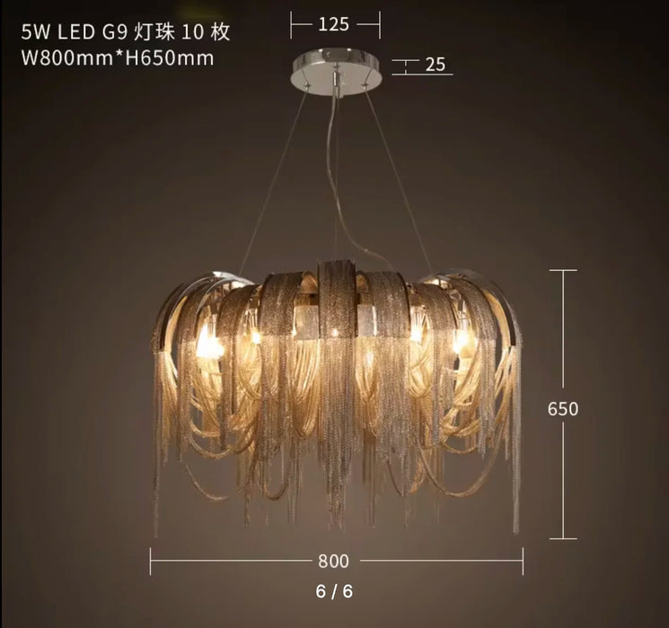 Incudine | Luxury Vintage LED Chandelier with Thin Chains for Living Room, Lobby