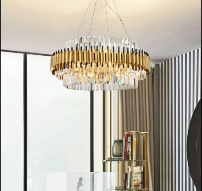 Innichen | Luxury Crystal LED Chandelier of Stainless Steel for Living Room, Lobby