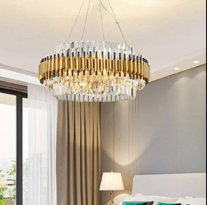 Innichen | Luxury Crystal LED Chandelier of Stainless Steel for Living Room, Lobby