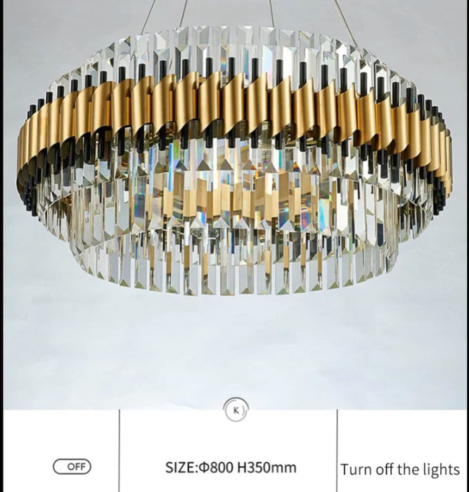 Innichen | Luxury Crystal LED Chandelier of Stainless Steel for Living Room, Lobby