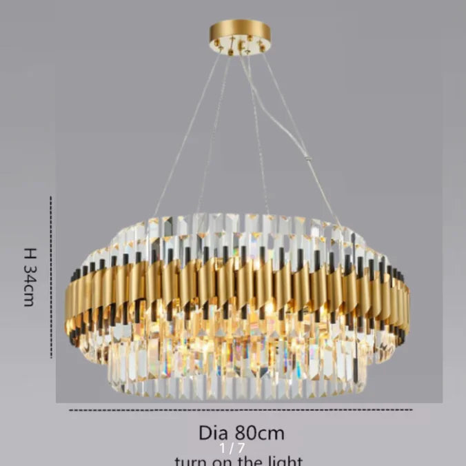 Innichen | Luxury Crystal LED Chandelier of Stainless Steel for Living Room, Lobby