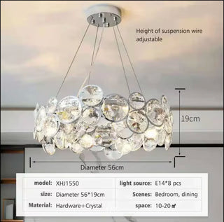 Vendone | Drum Chrome Chandelier With Crystal Rings