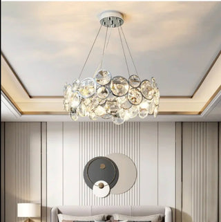 Vendone | Drum Chrome Chandelier With Crystal Rings