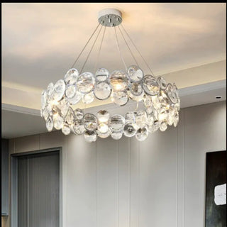 Vendone | Drum Chrome Chandelier With Crystal Rings