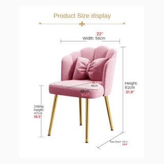 Golden Luxury Makeup Chair with Backrest made of Cotton