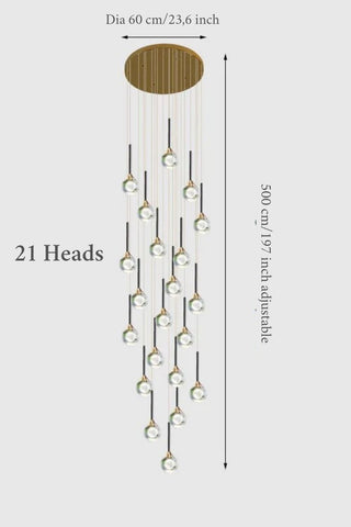 MIRODEMI® Peillon | Gold Crystal Raindrop Glass Ball Chandelier 21 heads / Warm light