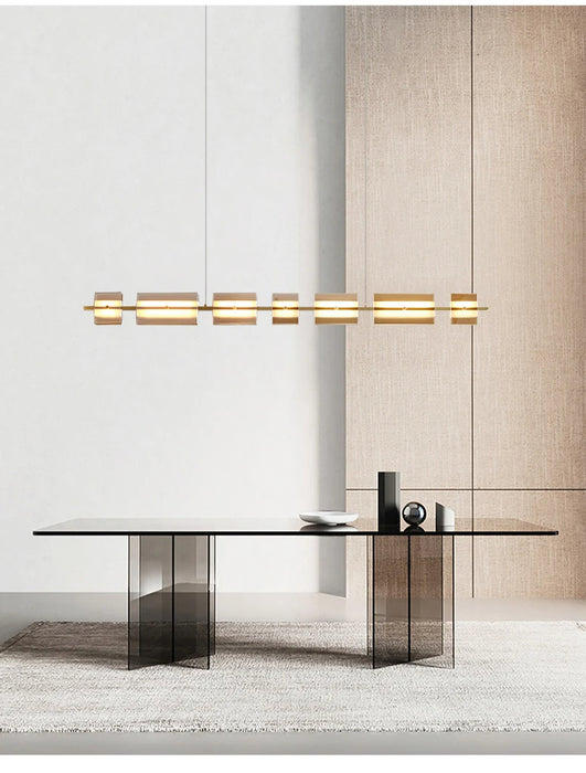 Schwyz | Modern Rectangle Copper Glass Chandelier