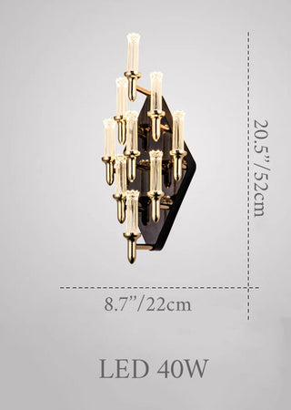 Detail of the gold curved arm and candle-style holder