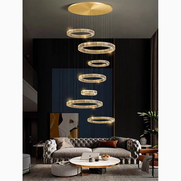 MIRODEMI® Agrate Conturbia | Stunning Cascading Crystal Rings Pendant Chandelier