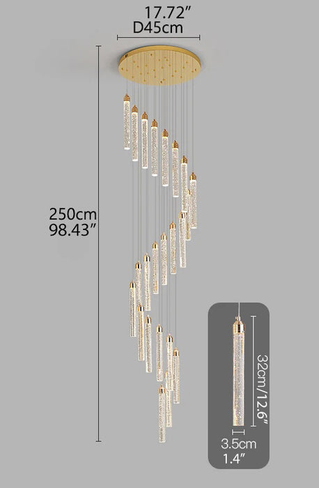 MIRODEMI® Villa Staircase Gold Crystal Pendant Light 23 lights / Warm light
