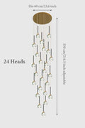 MIRODEMI® Peillon | Gold Crystal Raindrop Glass Ball Chandelier 24 heads / Warm light