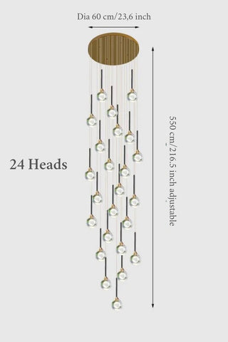 MIRODEMI® Peillon | Gold Crystal Raindrop Glass Ball Chandelier 24 heads / Warm light