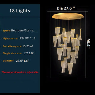 Coursegoules | Silk Design Gold Pendant Light for Staircase