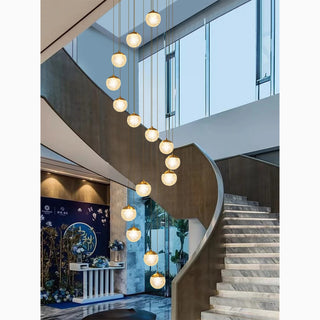 MIRODEMI® Aielli | Elegant Gold Pendant Chandelier for Stylish Staircase Lighting